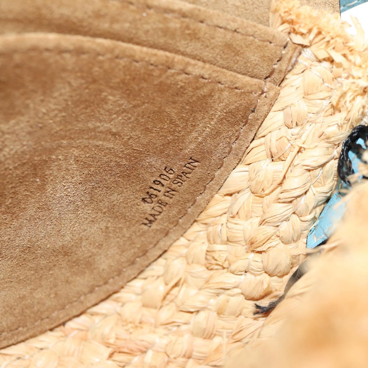 LOEWE Gate Bag Mini Shoulder Bag straw Beige Light Blue Auth bs30097A