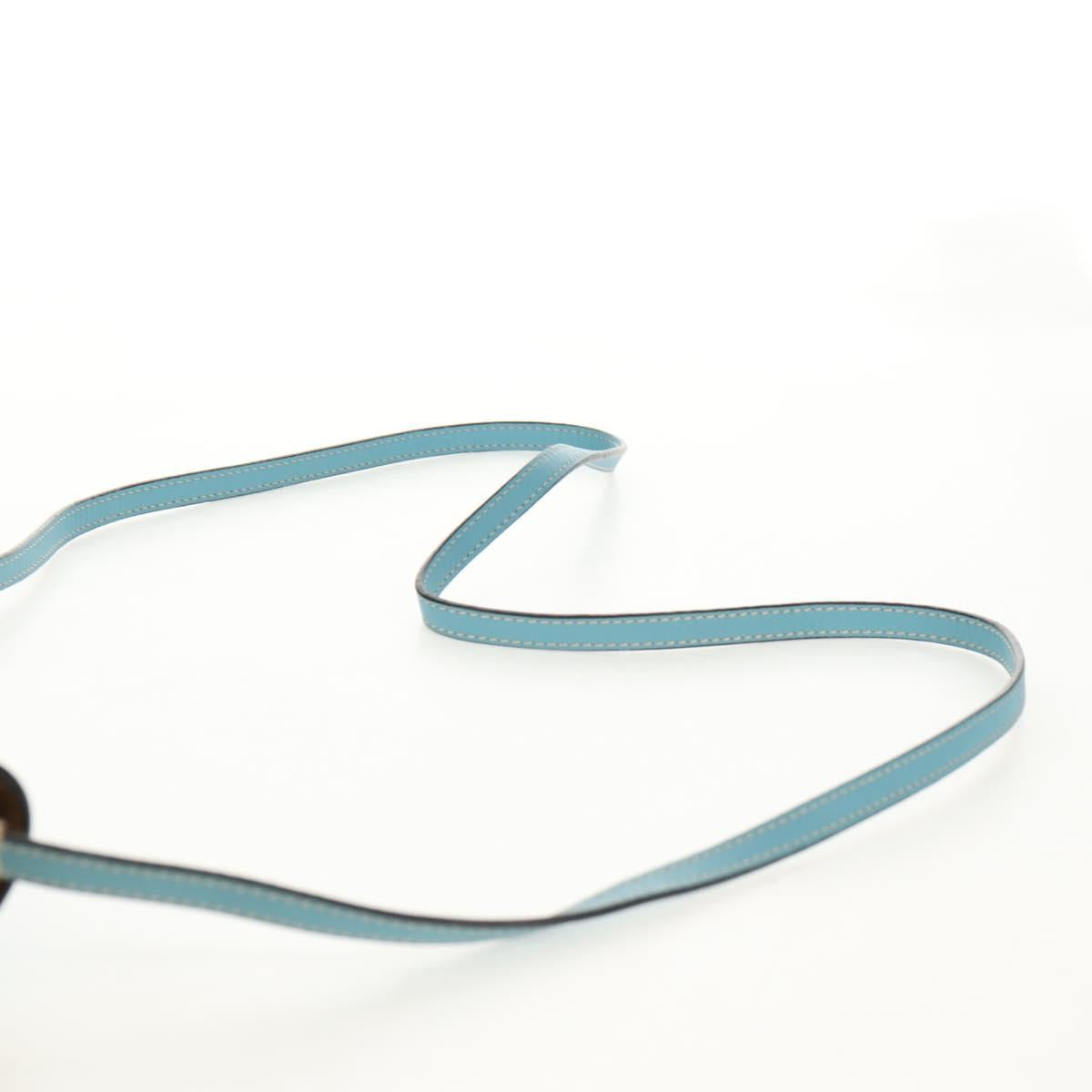 LOEWE Gate Bag Mini Shoulder Bag straw Beige Light Blue Auth bs30097A