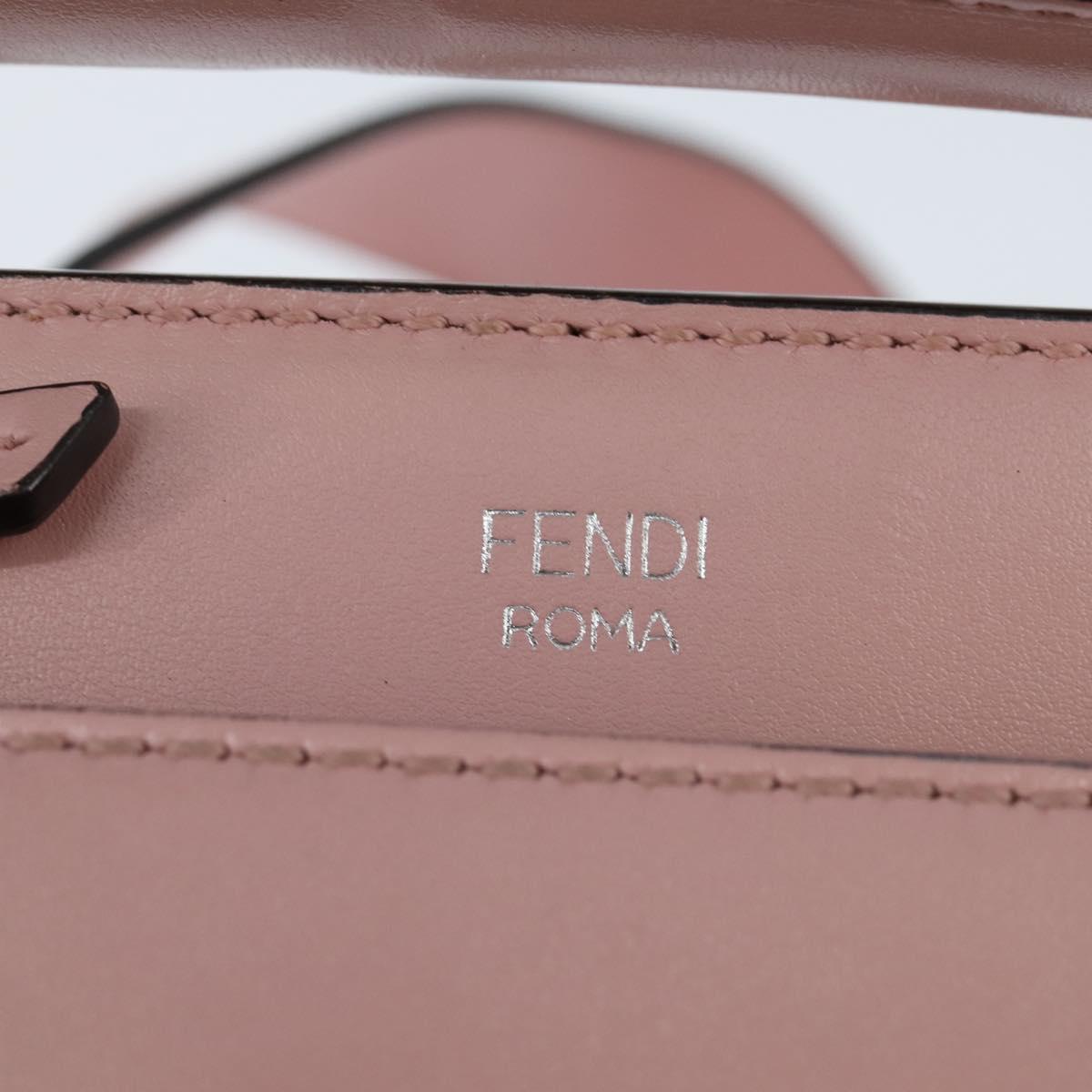 FENDI Dot Com Hand Bag Leather 2way Pink Silver Auth bs30098