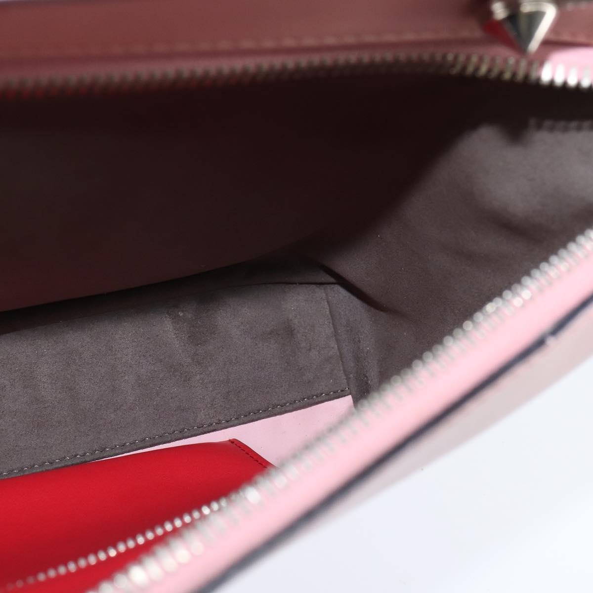 FENDI Dot Com Hand Bag Leather 2way Pink Silver Auth bs30098