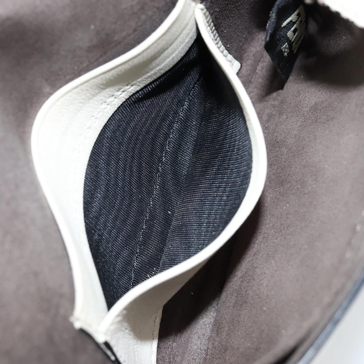 FENDI Micro Bucket Monster Shoulder Bag Leather 2way White Silver Auth bs30100