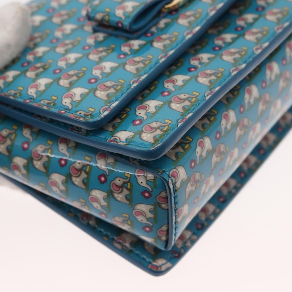 Salvatore Ferragamo Vala Shoulder Bag Enamel Blue Gold Auth bs30122