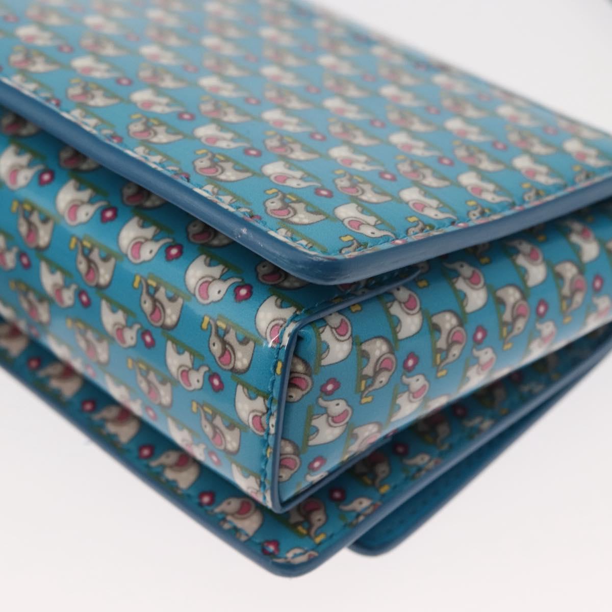 Salvatore Ferragamo Vala Shoulder Bag Enamel Blue Gold Auth bs30122