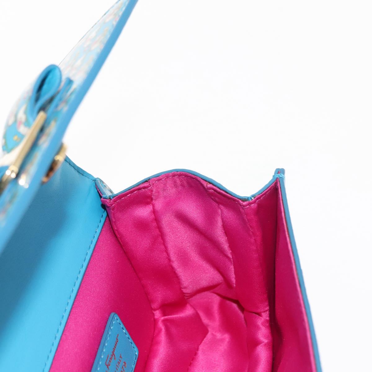 Salvatore Ferragamo Vala Shoulder Bag Enamel Blue Gold Auth bs30122