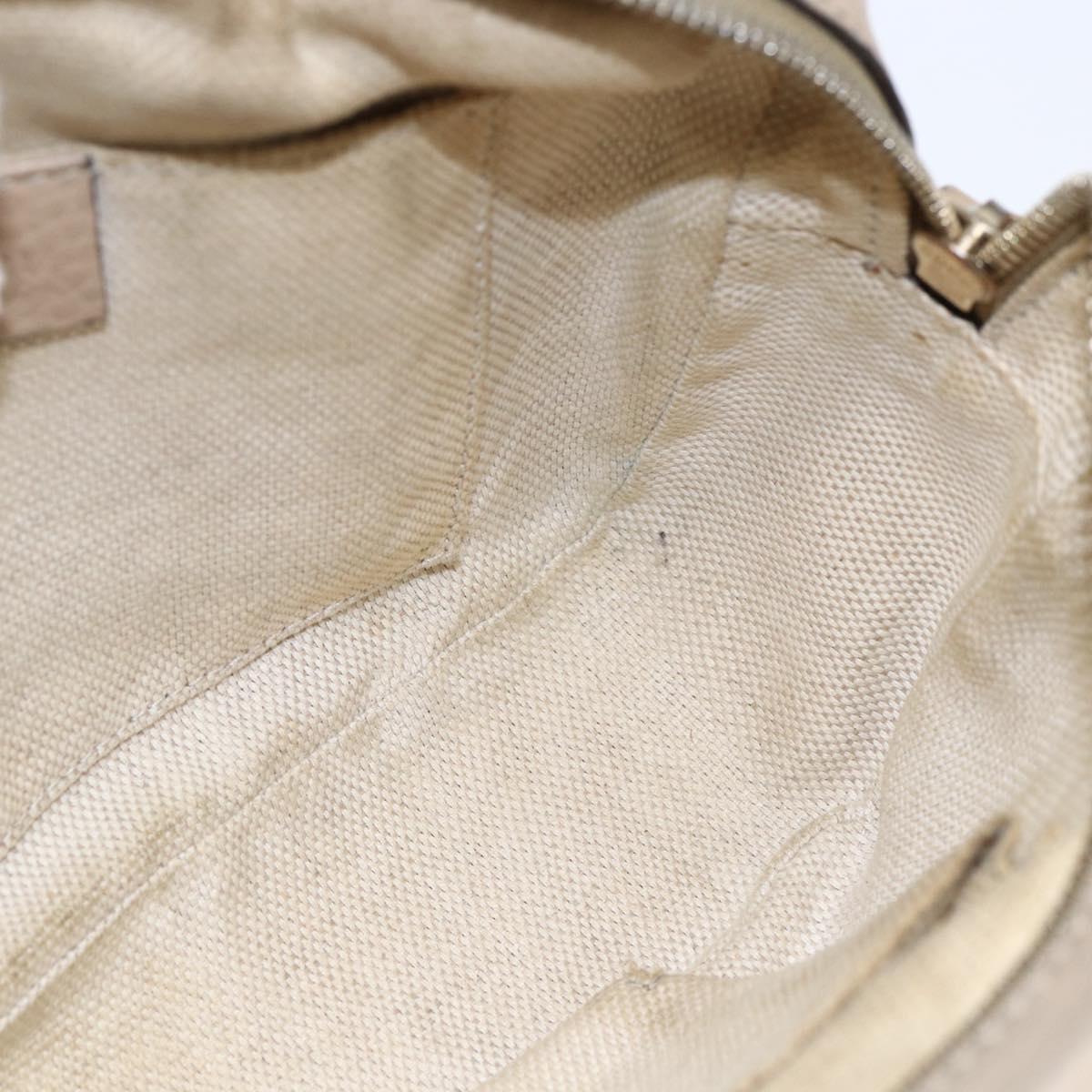 GUCCI Small Disco Interlocking Bag Leather Beige Gold 308364 Auth bs30123