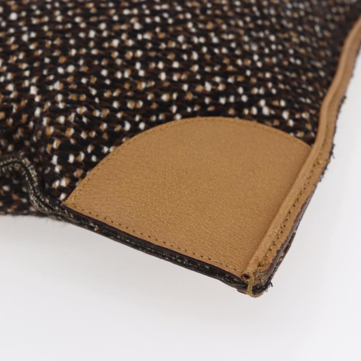 PRADA Hand Bag Tweed Beige Silver Auth bs30129