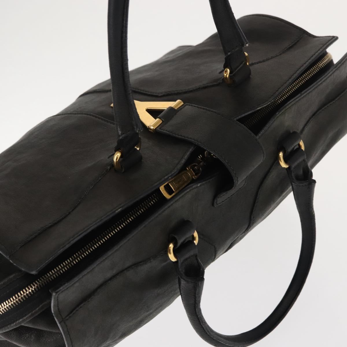 SAINT LAURENT Cavas chic Hand Bag Leather Black Gold 279079 Auth bs30132