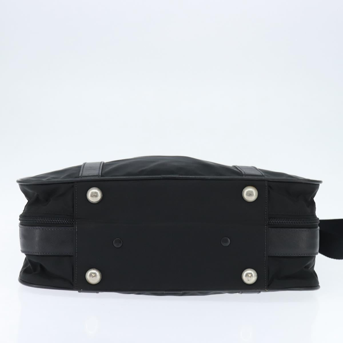 PRADA Business Bag Nylon Black Silver Auth bs30135