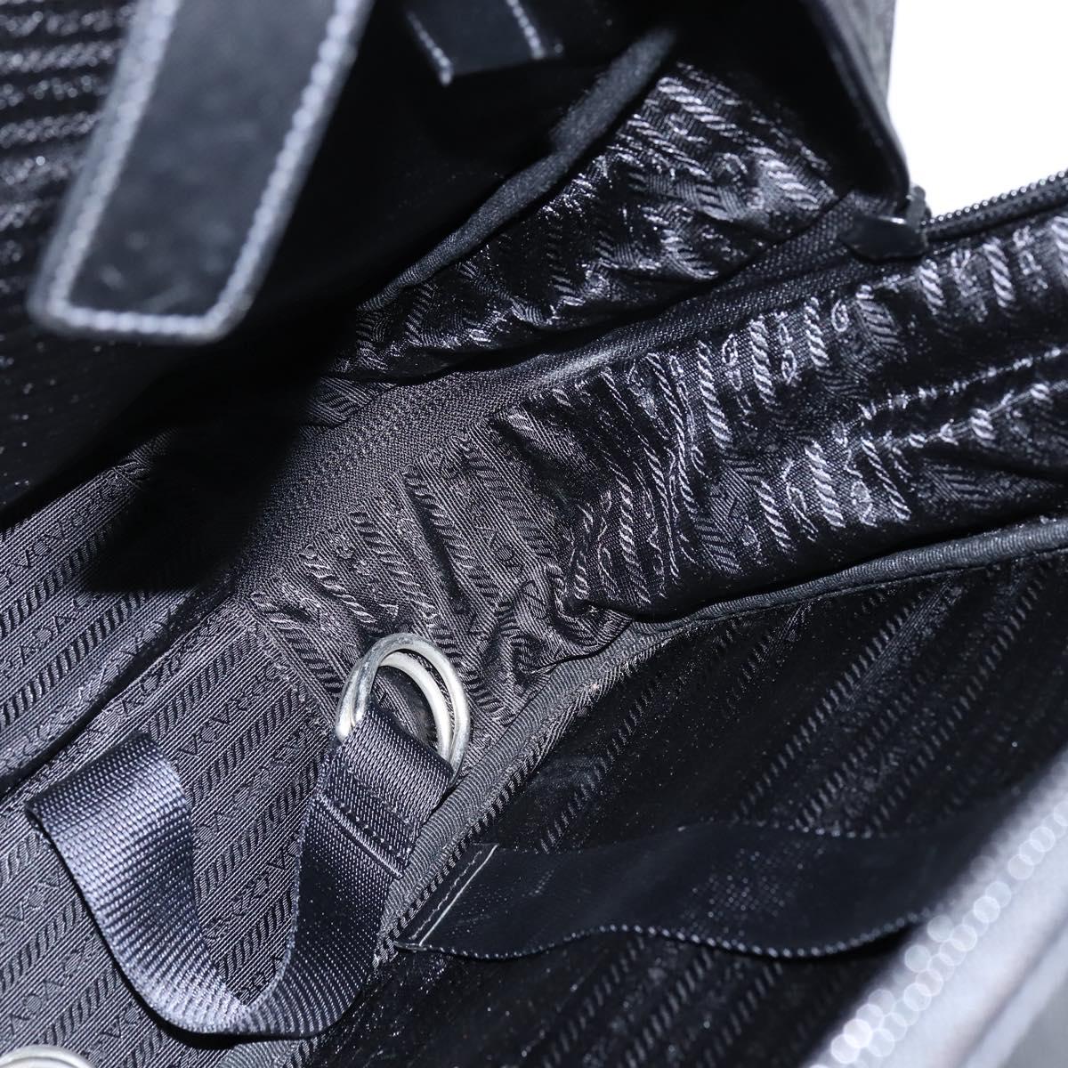 PRADA Business Bag Nylon Black Silver Auth bs30135