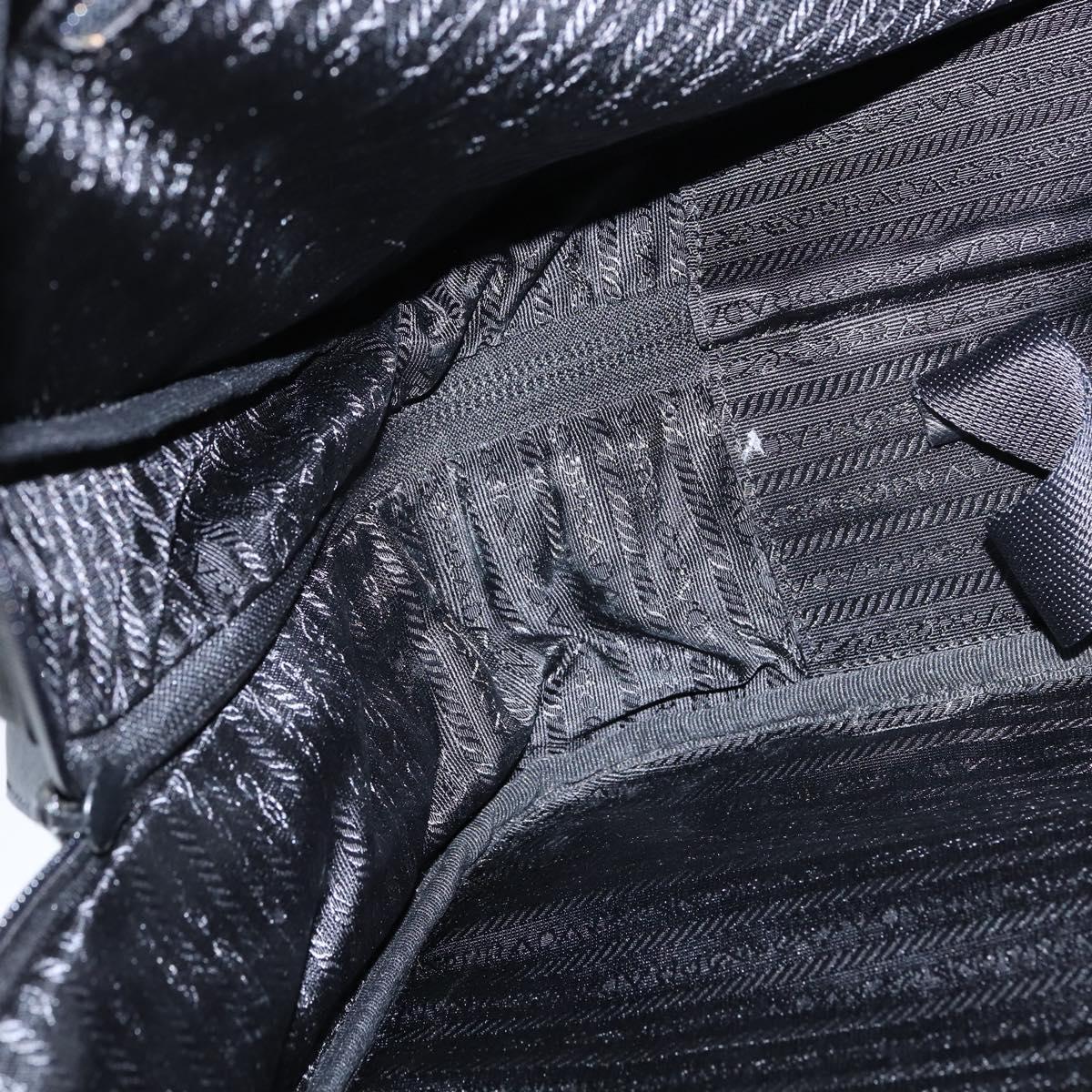 PRADA Business Bag Nylon Black Silver Auth bs30135