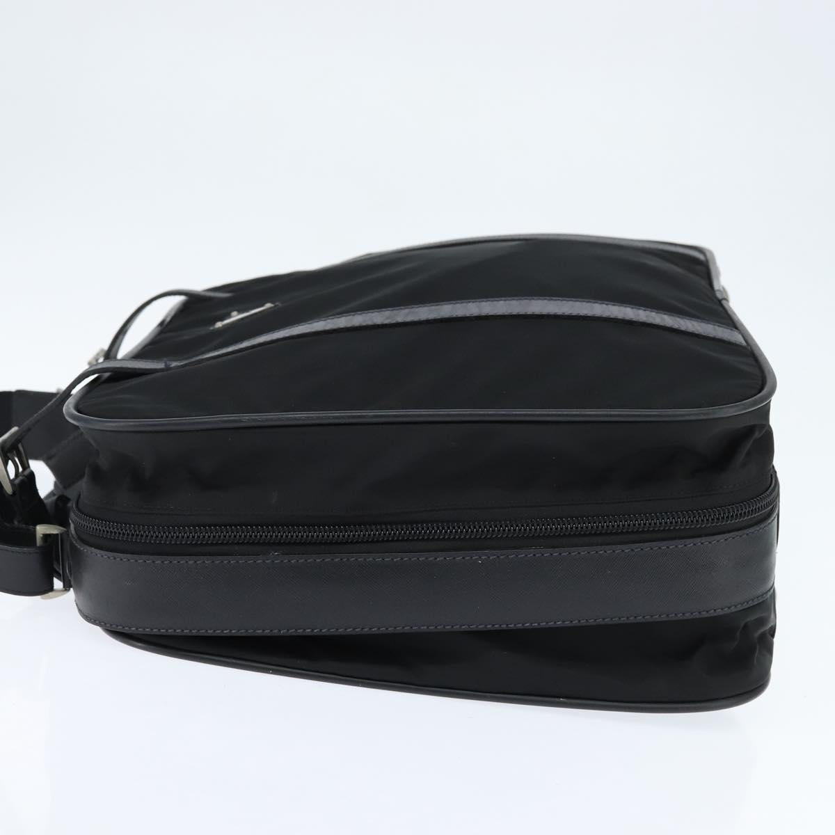 PRADA Business Bag Nylon Black Silver Auth bs30135