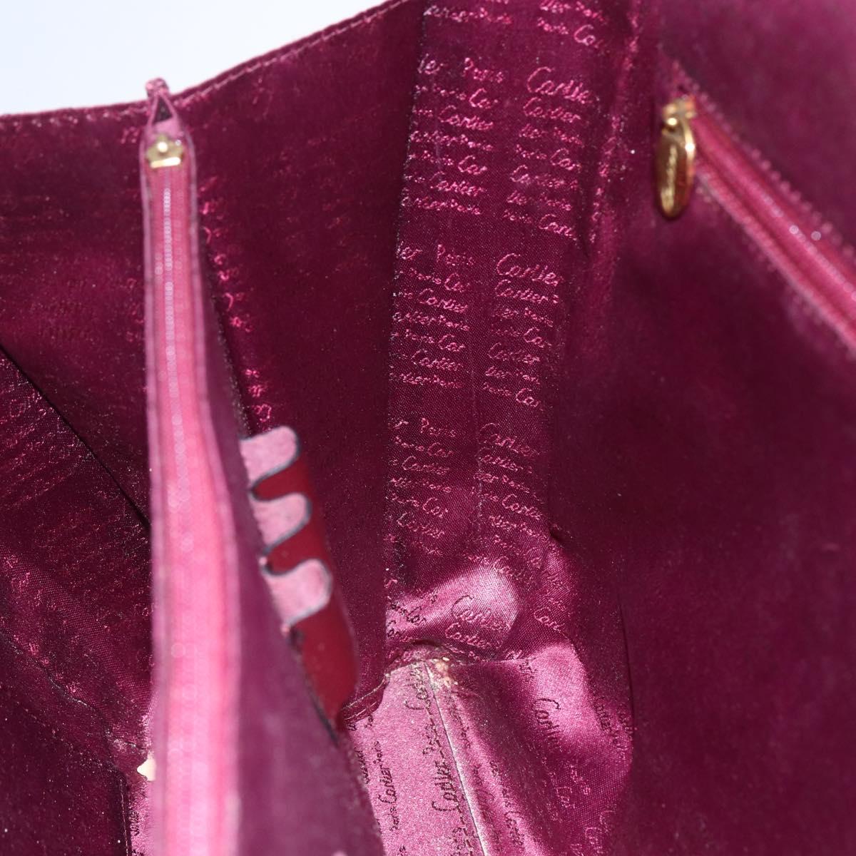 CARTIER Must Line Tote Bag Leather Bordeaux Gold Auth bs30136