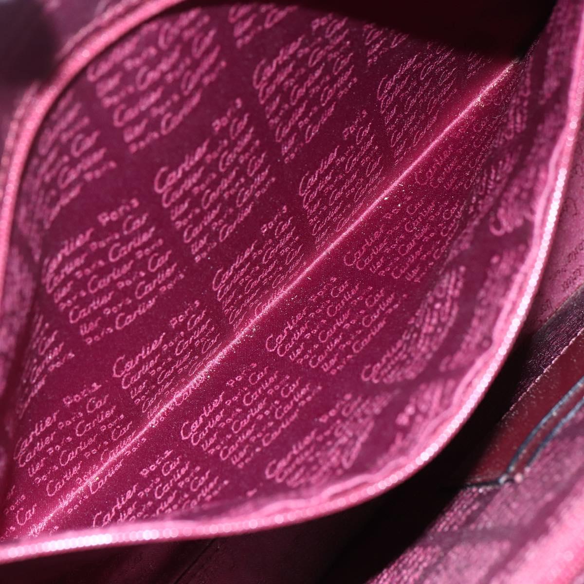 CARTIER Must Line Tote Bag Leather Bordeaux Gold Auth bs30136