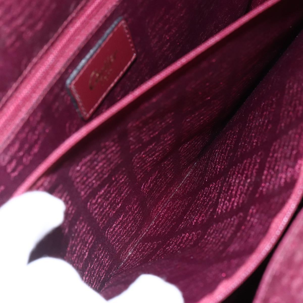 CARTIER Must Line Tote Bag Leather Bordeaux Gold Auth bs30136