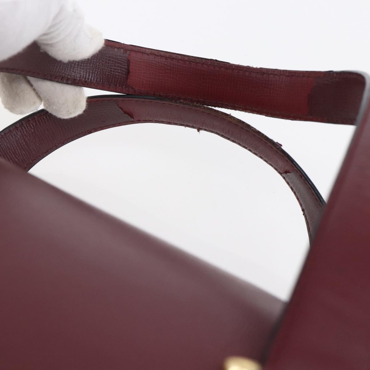 CARTIER Must Line Tote Bag Leather Bordeaux Gold Auth bs30136