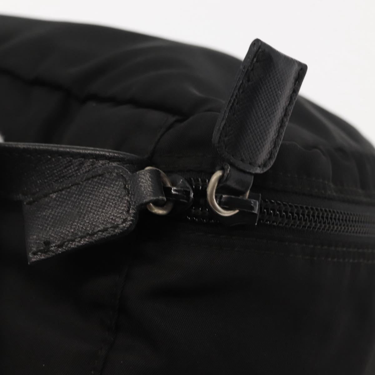 PRADA Vanity Bag Nylon Black Silver Auth bs30138