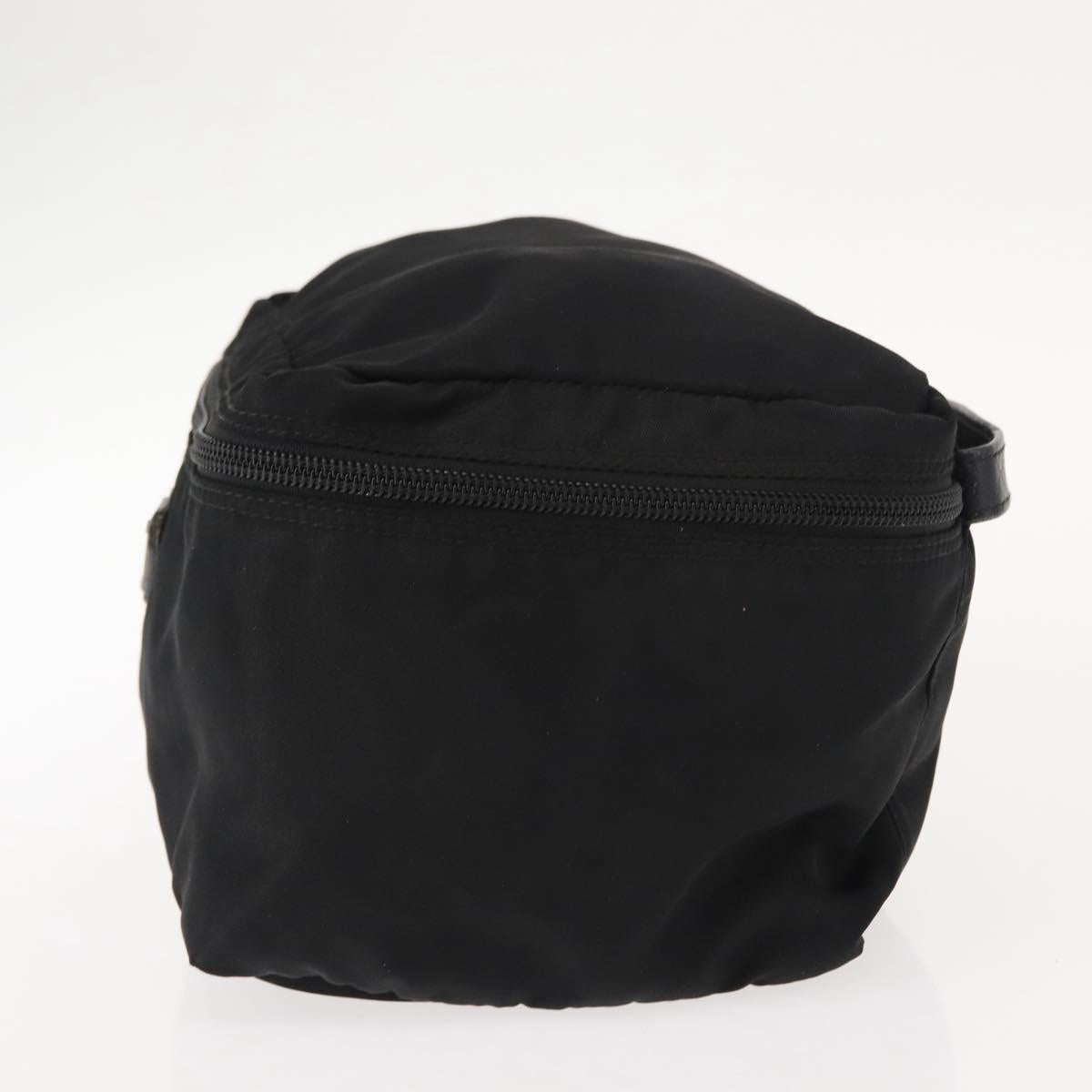 PRADA Vanity Bag Nylon Black Silver Auth bs30138