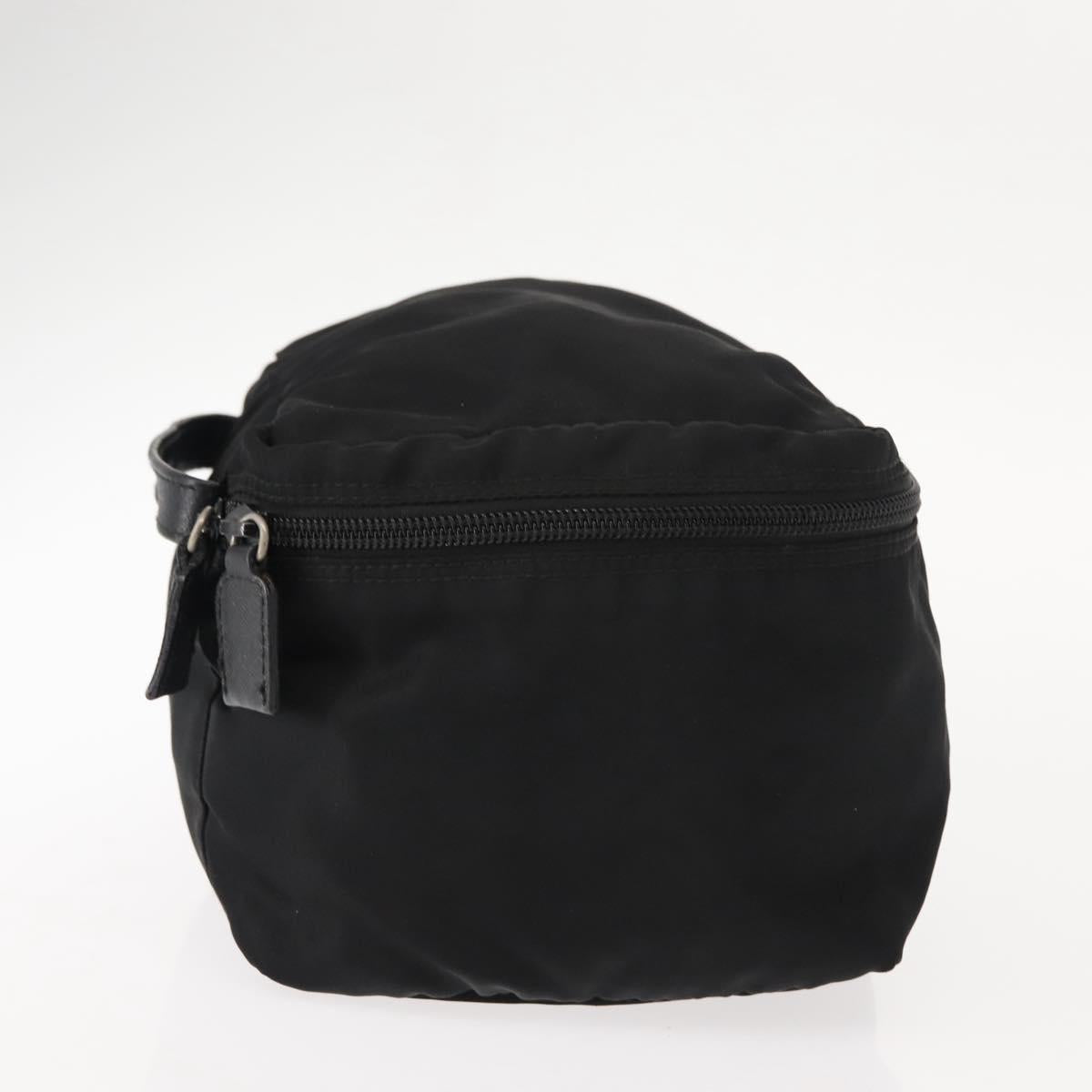 PRADA Vanity Bag Nylon Black Silver Auth bs30138