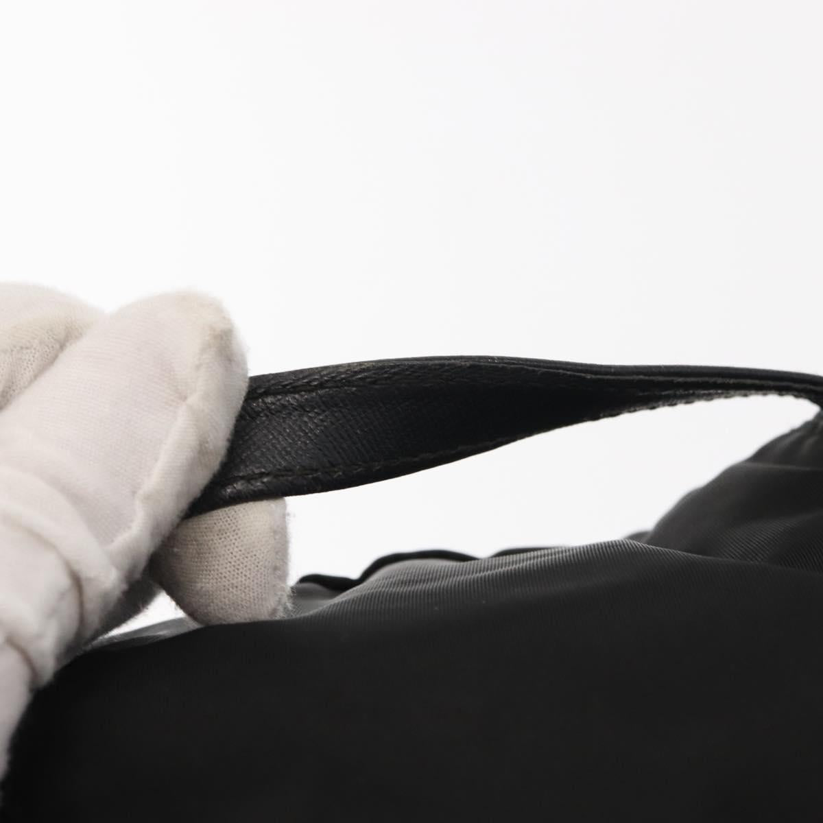 PRADA Vanity Bag Nylon Black Silver Auth bs30138