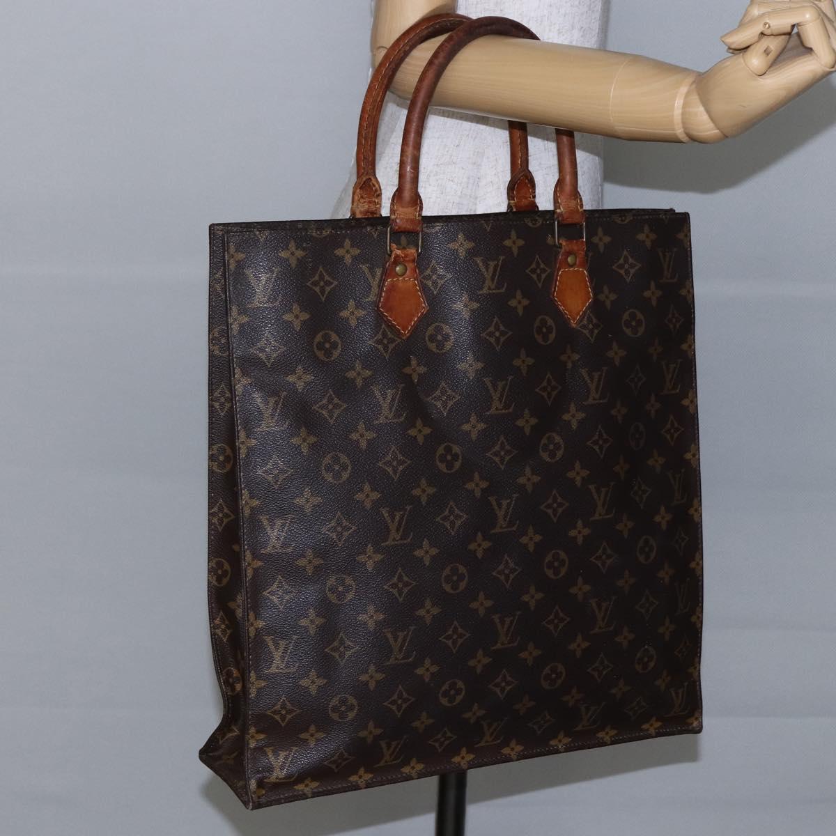 LOUIS VUITTON Monogram Sac Plat Hand Bag M51140 LV Auth bs30140