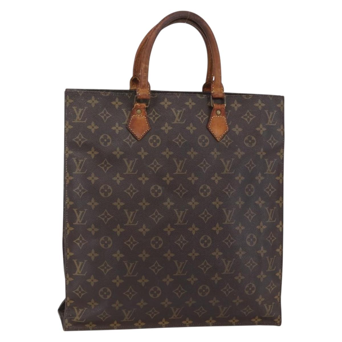 LOUIS VUITTON Monogram Sac Plat Hand Bag M51140 LV Auth bs30140