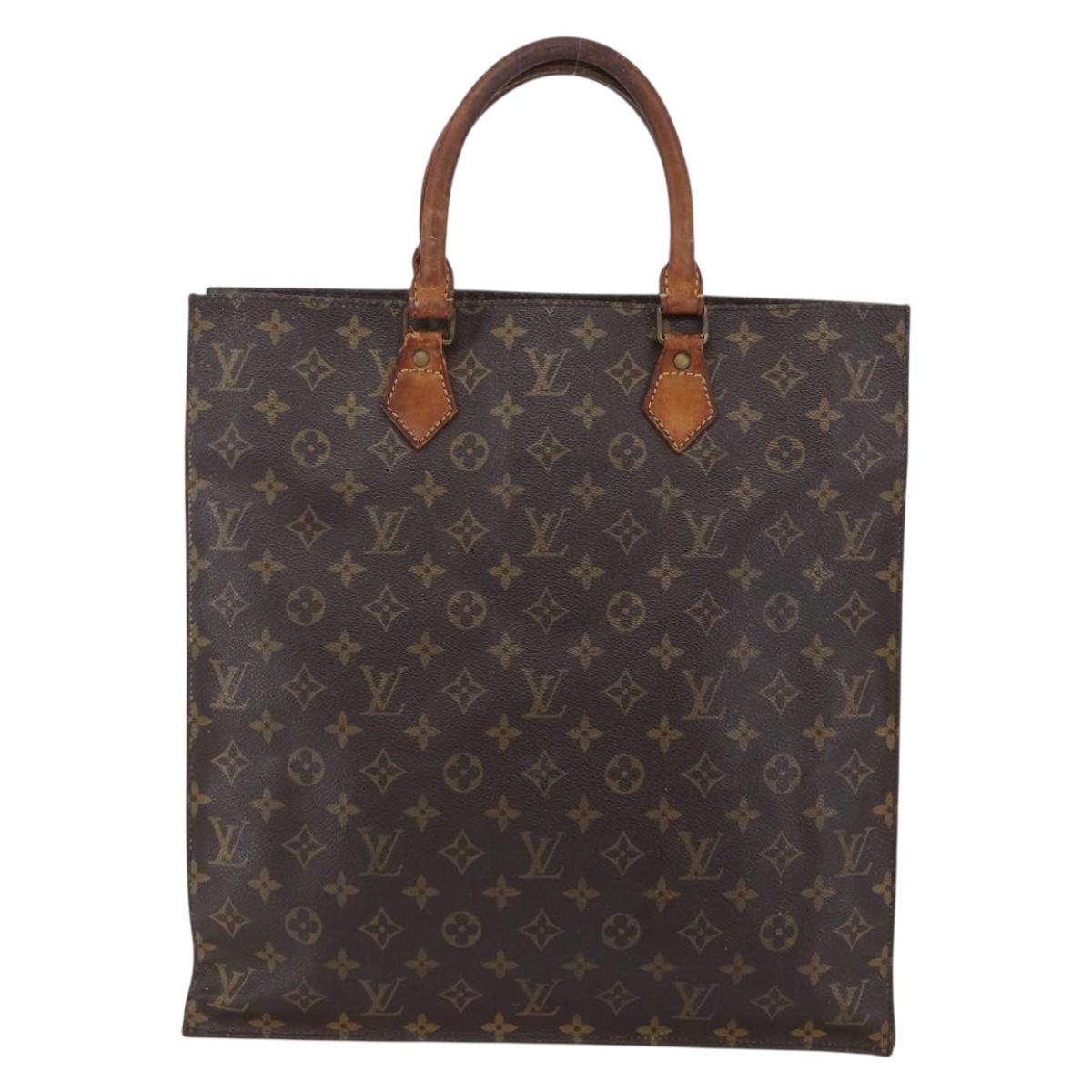 LOUIS VUITTON Monogram Sac Plat Hand Bag M51140 LV Auth bs30140