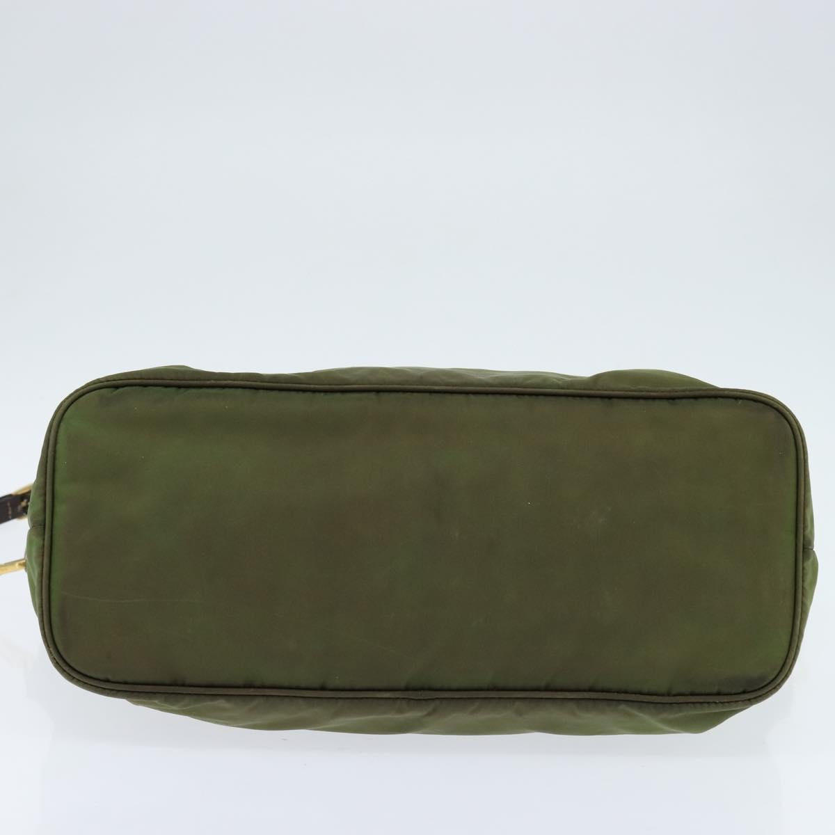 PRADA Tote Bag Nylon Khaki Gold Auth bs30152