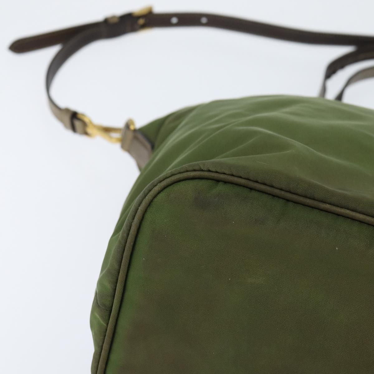 PRADA Tote Bag Nylon Khaki Gold Auth bs30152