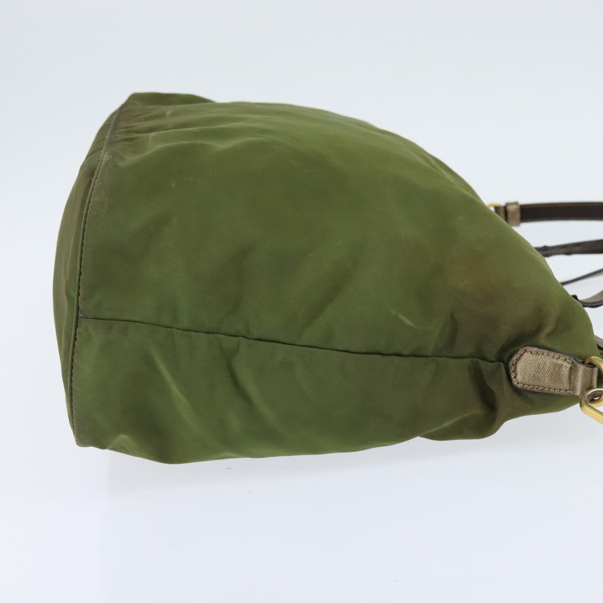 PRADA Tote Bag Nylon Khaki Gold Auth bs30152