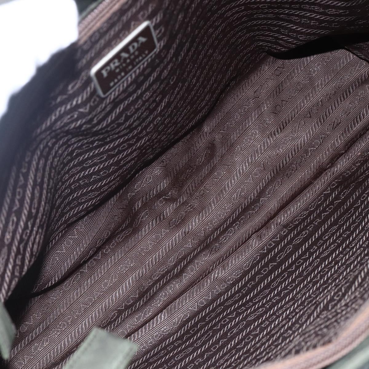 PRADA Tote Bag Nylon Khaki Silver Auth bs30154