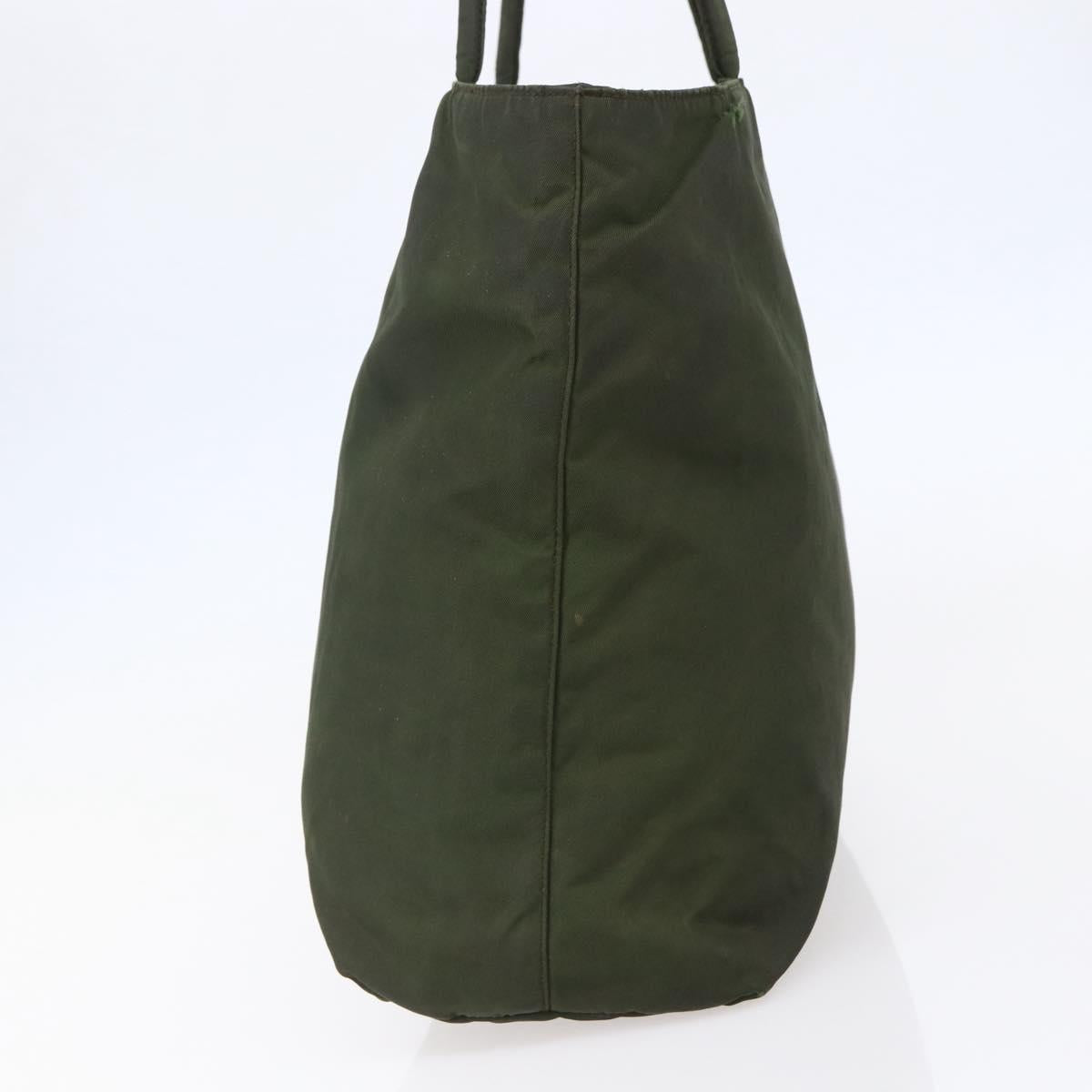 PRADA Tote Bag Nylon Khaki Silver Auth bs30154