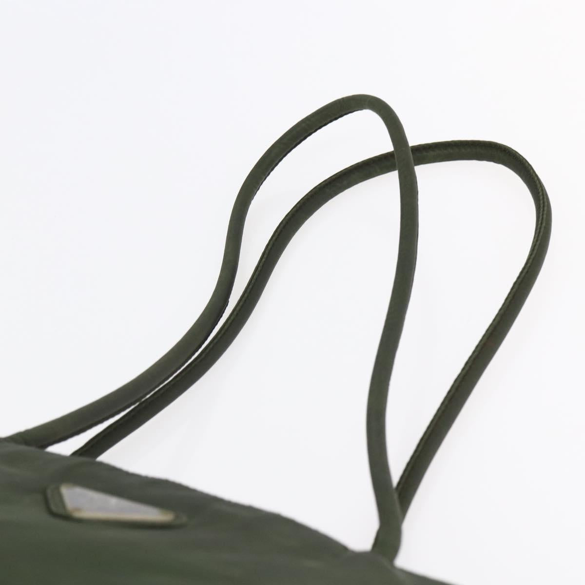 PRADA Tote Bag Nylon Khaki Silver Auth bs30154