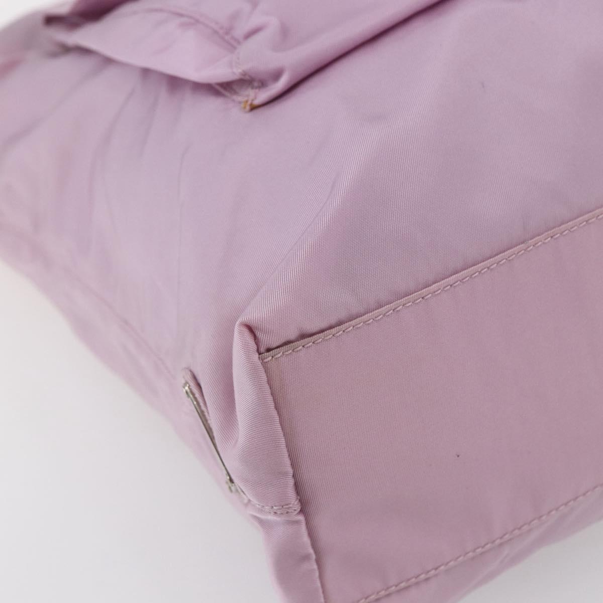 PRADA Tote Bag Nylon Pink Silver Auth bs30156