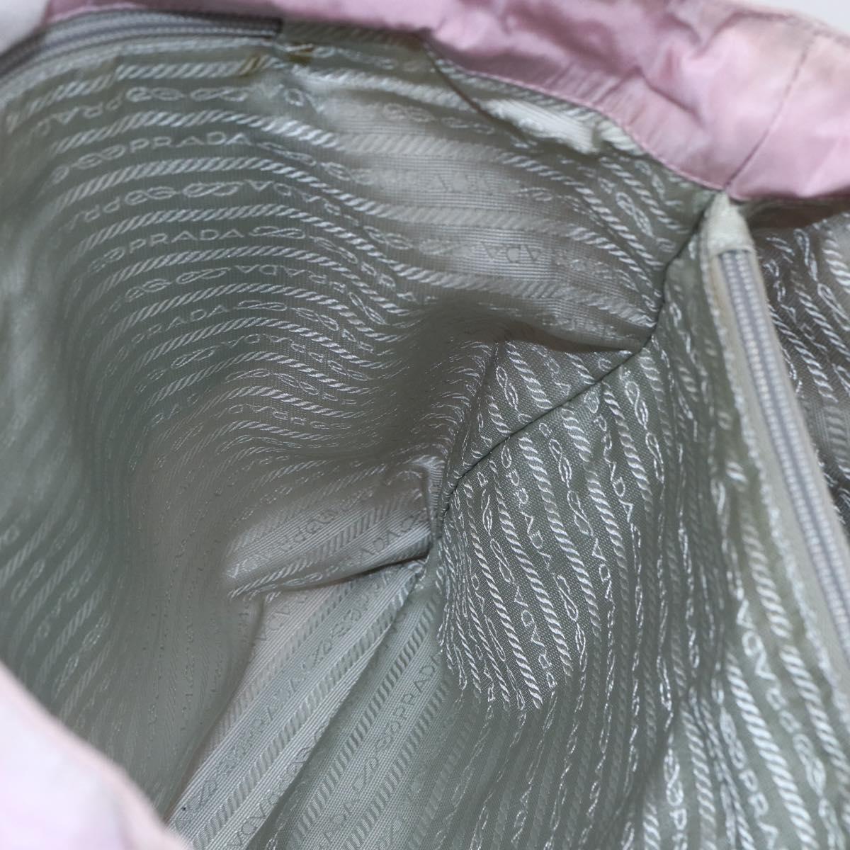 PRADA Tote Bag Nylon Pink Silver Auth bs30156