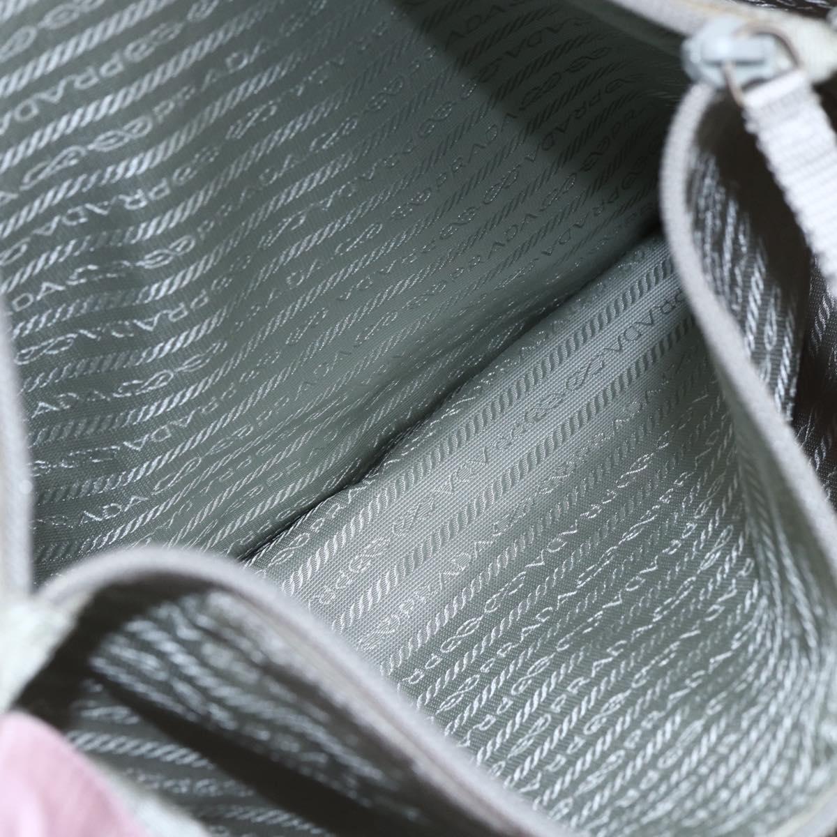 PRADA Tote Bag Nylon Pink Silver Auth bs30156