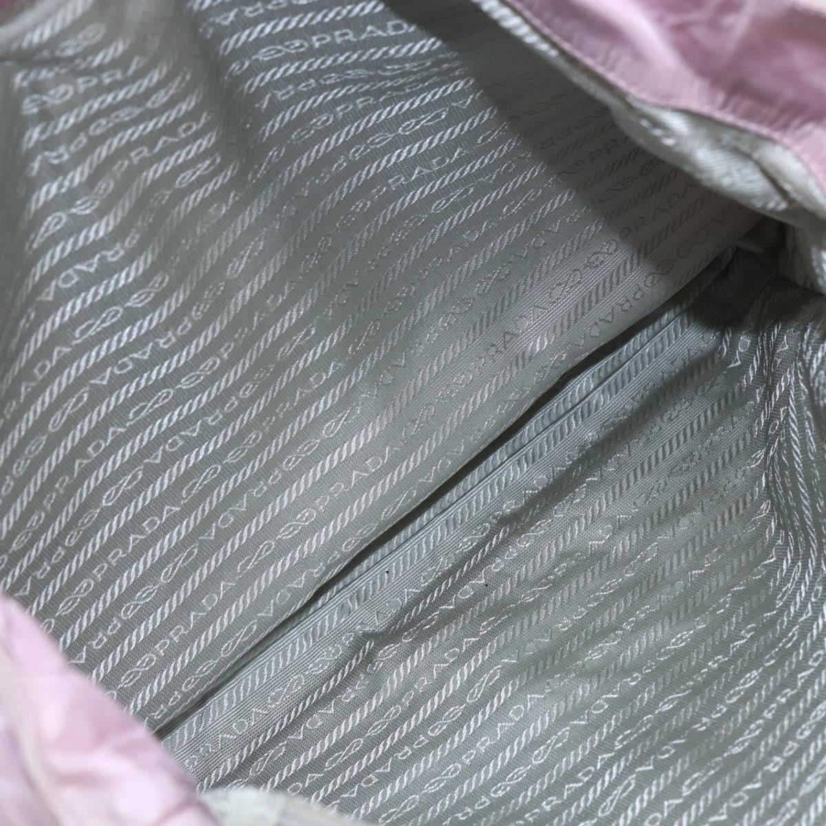 PRADA Tote Bag Nylon Pink Silver Auth bs30156