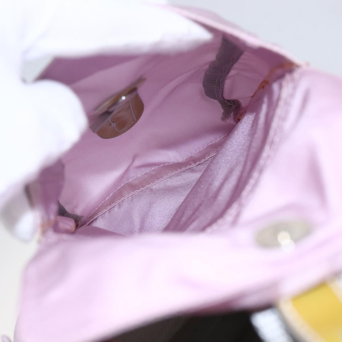 PRADA Tote Bag Nylon Pink Silver Auth bs30156