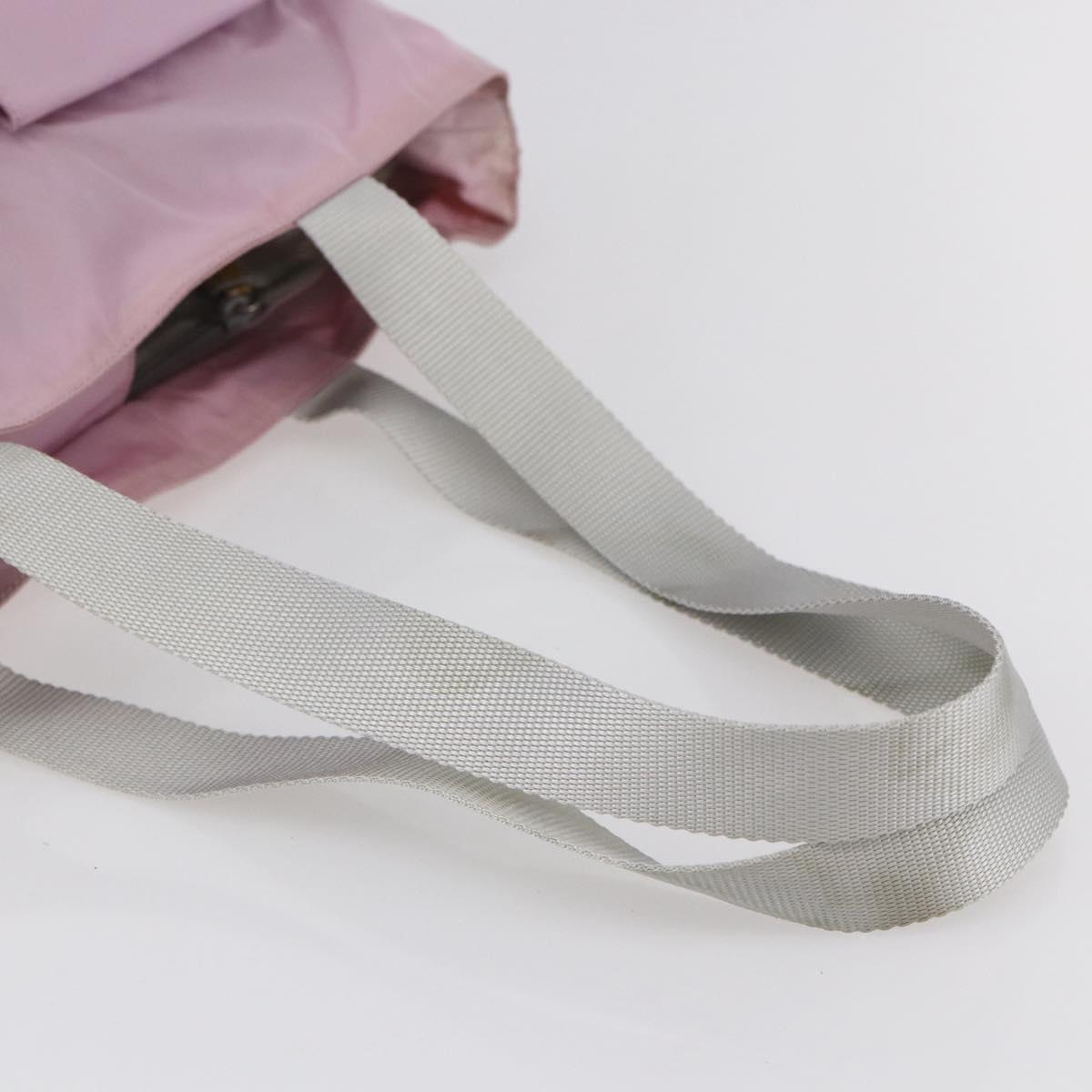 PRADA Tote Bag Nylon Pink Silver Auth bs30156