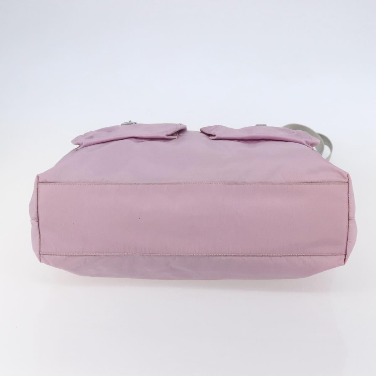 PRADA Tote Bag Nylon Pink Silver Auth bs30156
