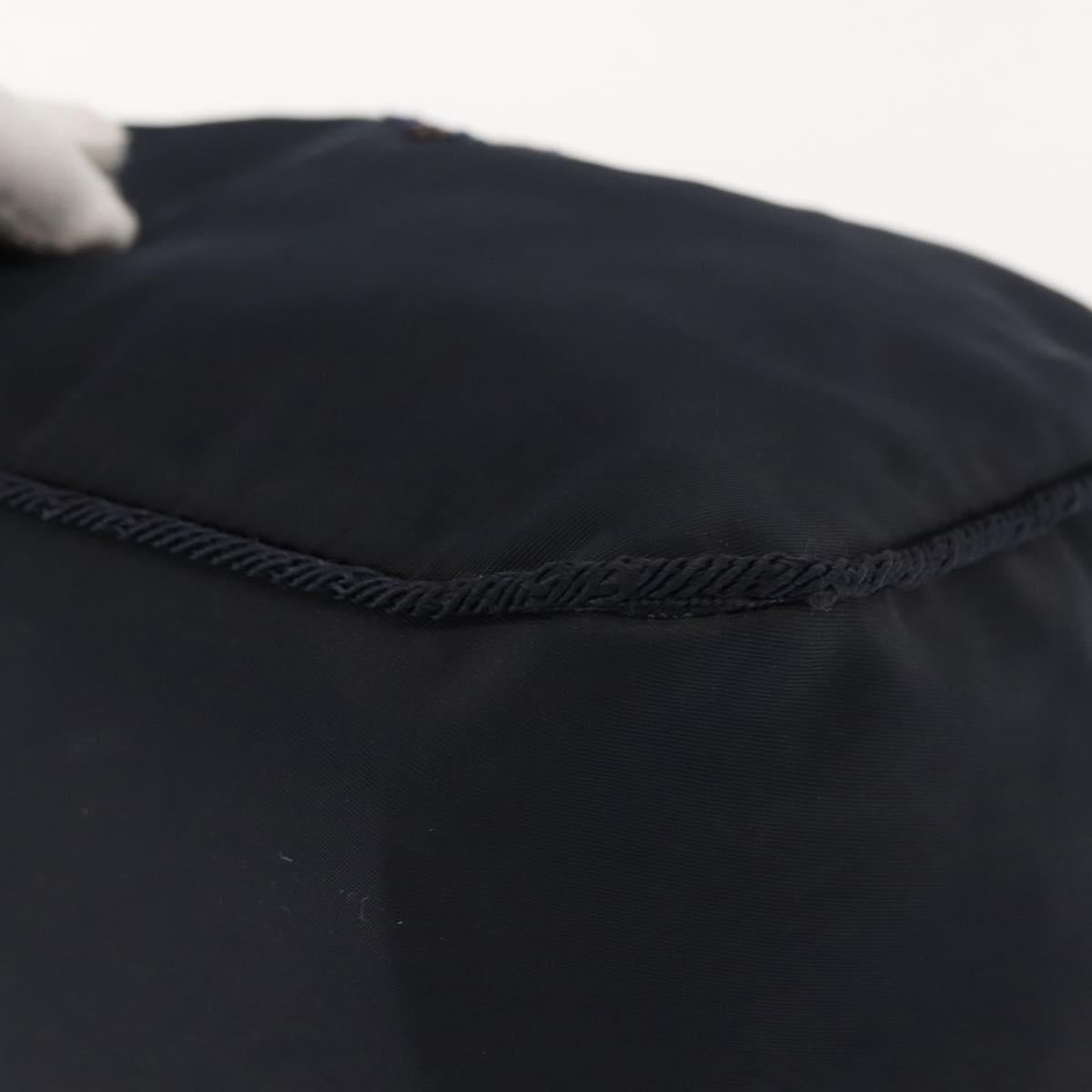 PRADA Beads Fringe Hand Bag Nylon Navy Gold Auth bs30157