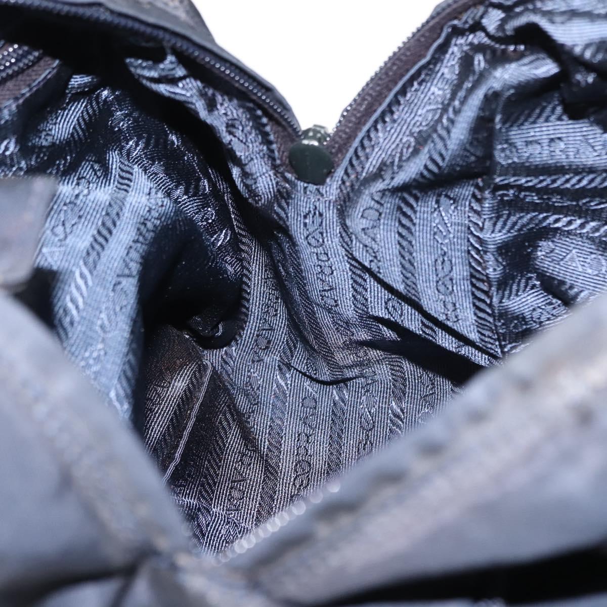 PRADA Beads Fringe Hand Bag Nylon Navy Gold Auth bs30157