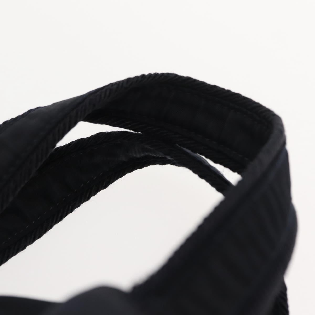 PRADA Beads Fringe Hand Bag Nylon Navy Gold Auth bs30157