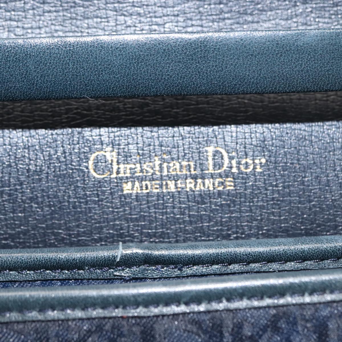 Christian Dior Trotter Canvas Shoulder Bag Navy Gold Auth bs30159