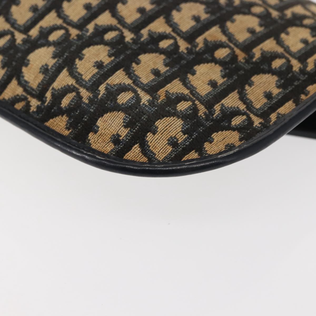 Christian Dior Trotter Canvas Clutch Bag Navy Gold Auth bs30160