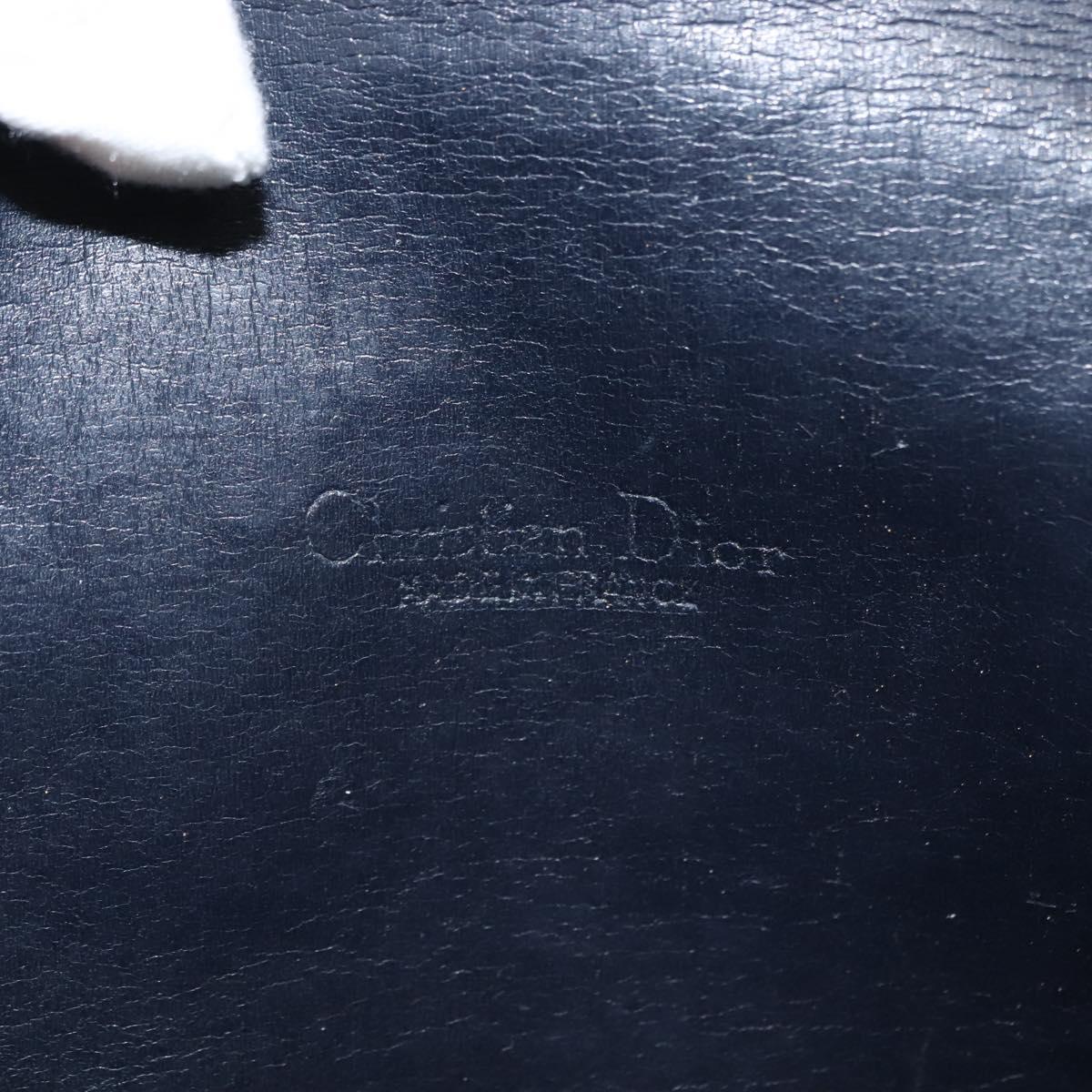 Christian Dior Trotter Canvas Clutch Bag Navy Gold Auth bs30160