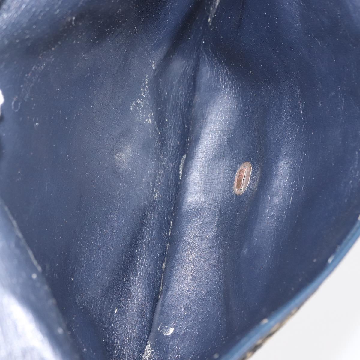 Christian Dior Trotter Canvas Clutch Bag Navy Gold Auth bs30160