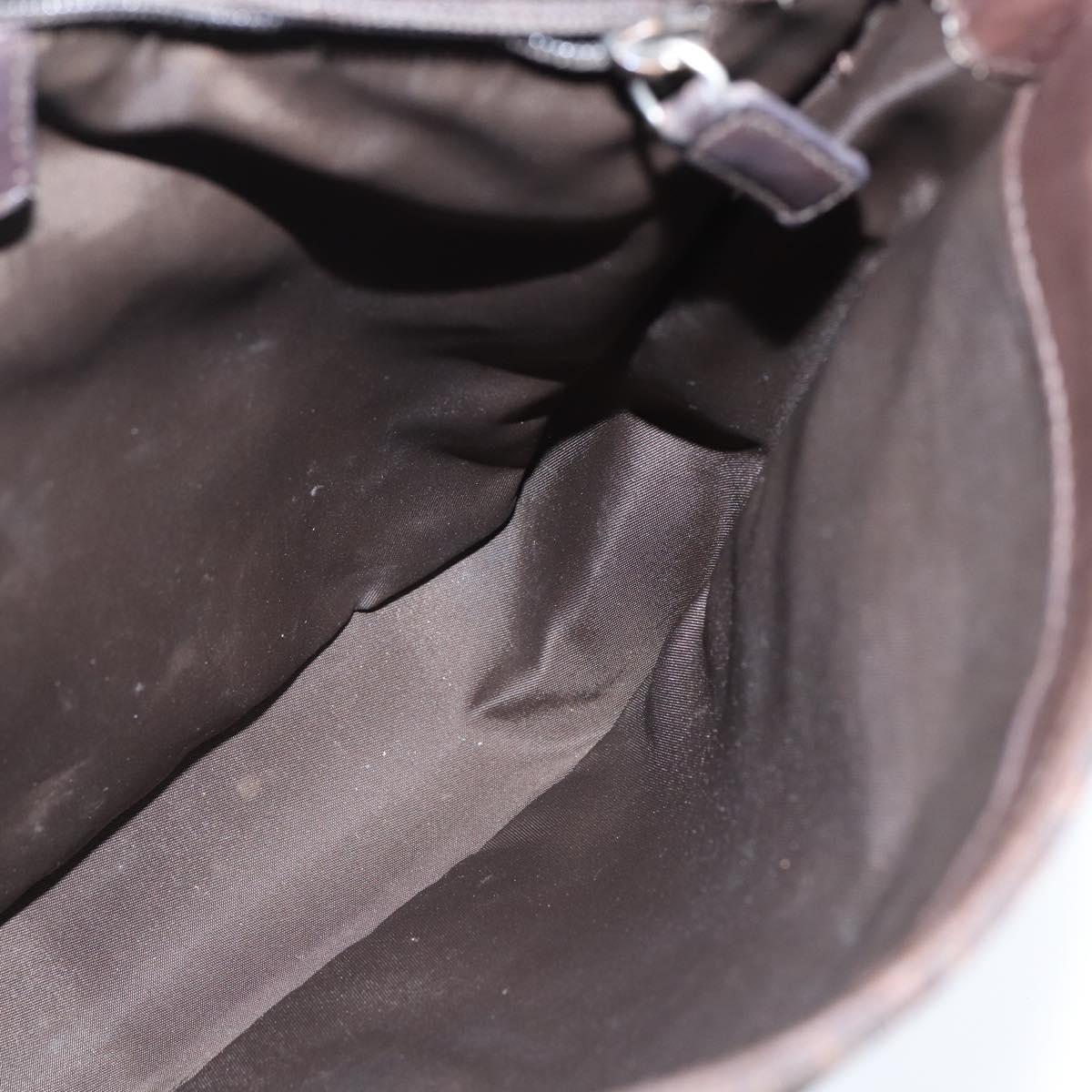 Christian Dior Trotter Canvas Shoulder Bag Brown Silver Auth bs30163