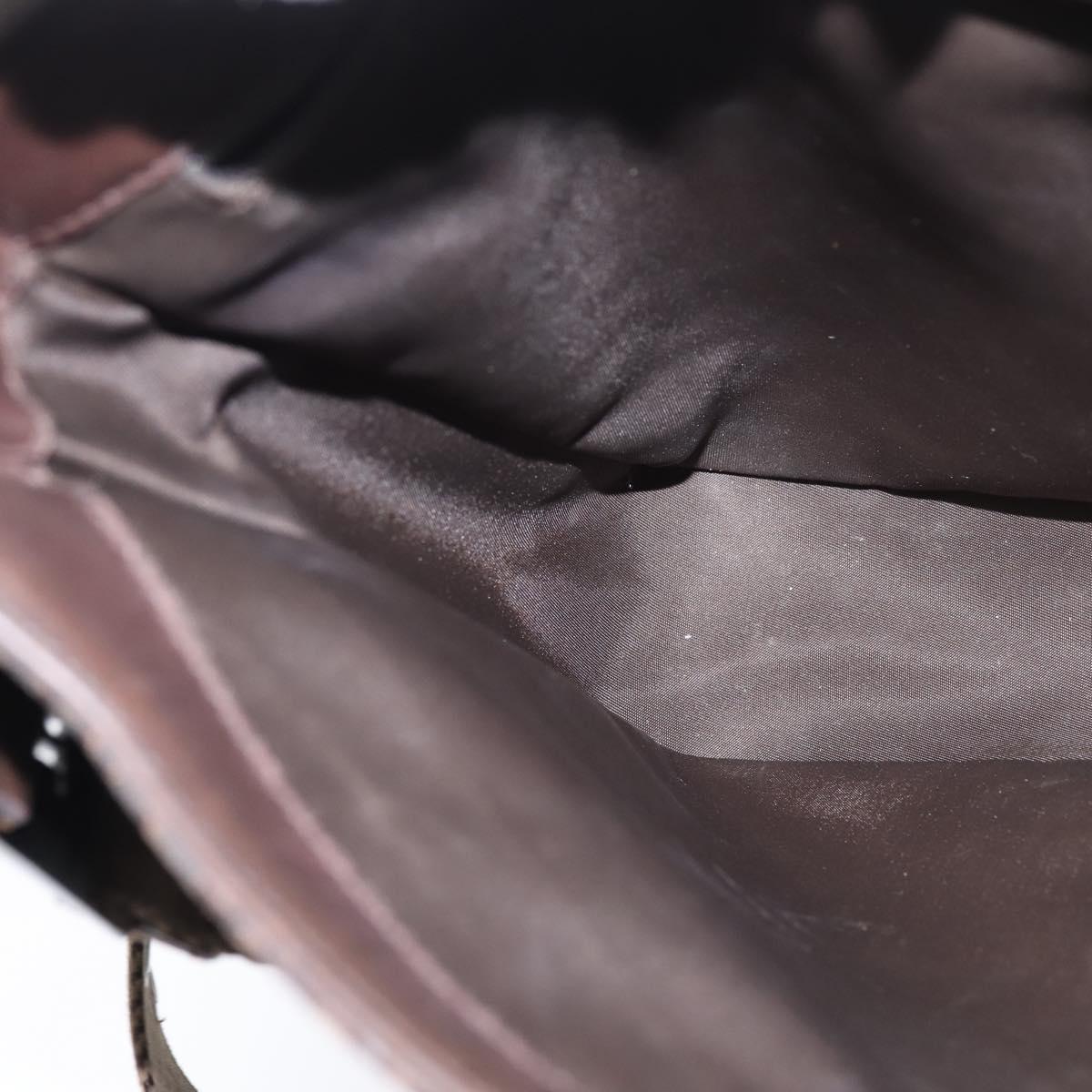 Christian Dior Trotter Canvas Shoulder Bag Brown Silver Auth bs30163