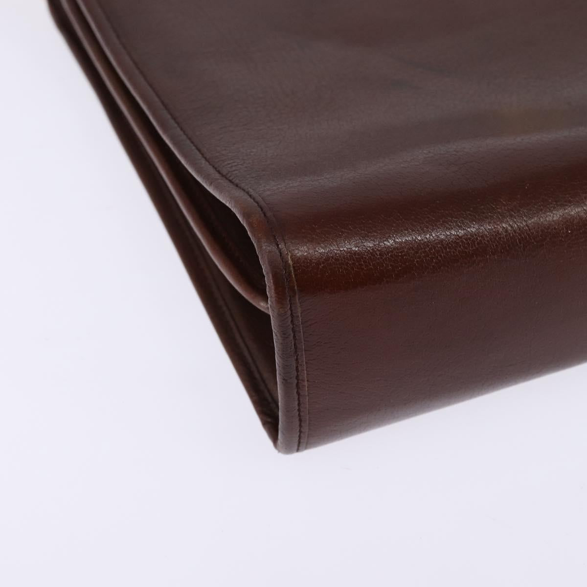 Christian Dior Shoulder Bag Leather Brown Gold Auth bs30166