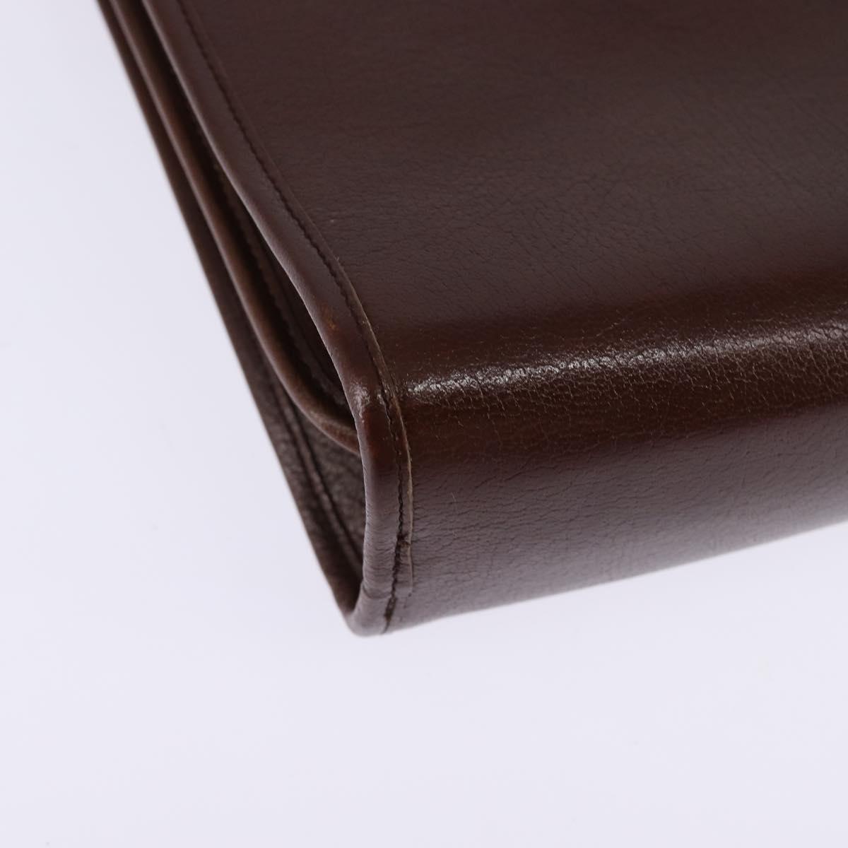 Christian Dior Shoulder Bag Leather Brown Gold Auth bs30166